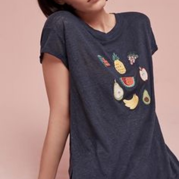 Anthropologie Tops - Anthropologie Akemi + Kin Linen Harvest Fruit Tee